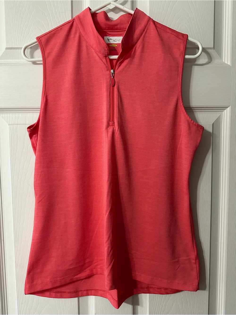 Sleeveless Half-Zip Coral Top Golf
